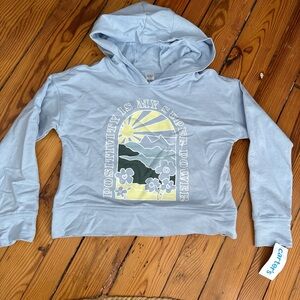 Carter's Light Blue crop Hoodie with Positivity Graphic